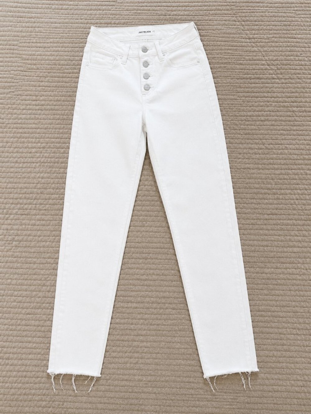 Just Black Denim White High Rise Button Fly Skinny Jeans 25